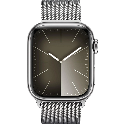 Apple Watch Series 9, Stainless Steel, 45mm, GPS + Cellular, Silver Milanese Loop - Image 2