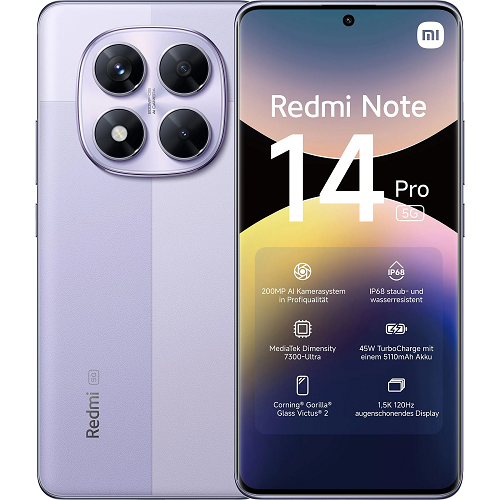 Xiaomi Redmi Note 14 Pro 5G 8GB RAM 256GB - Violett