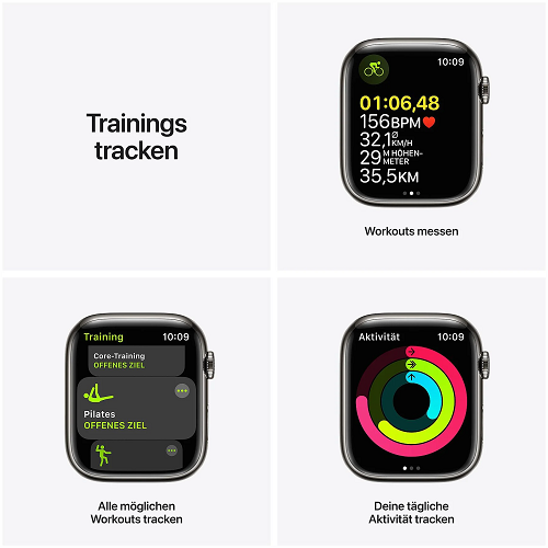 Apple Watch Series 7, Aluminium, 45mm, GPS, Sport Band 140 – 220 mm, Graphit