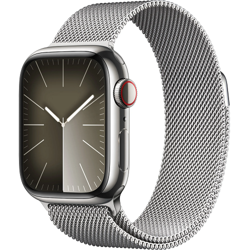 Apple Watch Series 9, Stainless Steel, 45mm, GPS + Cellular, Silver Milanese Loop